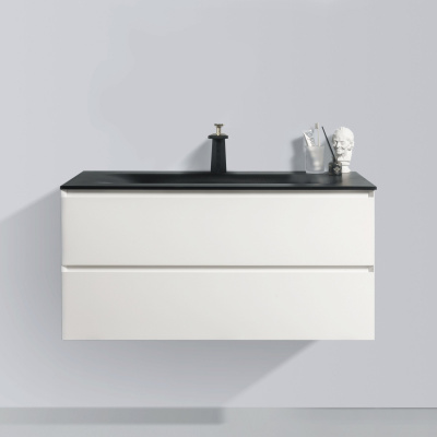 Тумба BAI 0813 фронтально: білий фасад, дві шухляди, ширина 106 см
